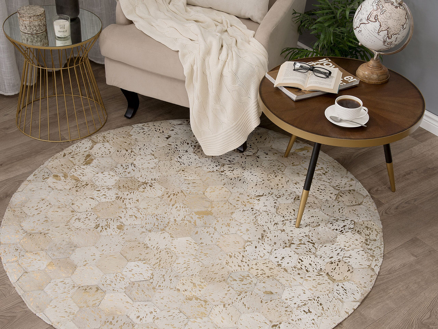 Teppich Kuhfell grau ⌀ 140 cm Patchwork Kurzflor ZEYTIN