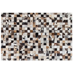 Teppich Kuhfell weiss-beige 160 x 230 cm Patchwork Kurzflor CERLI