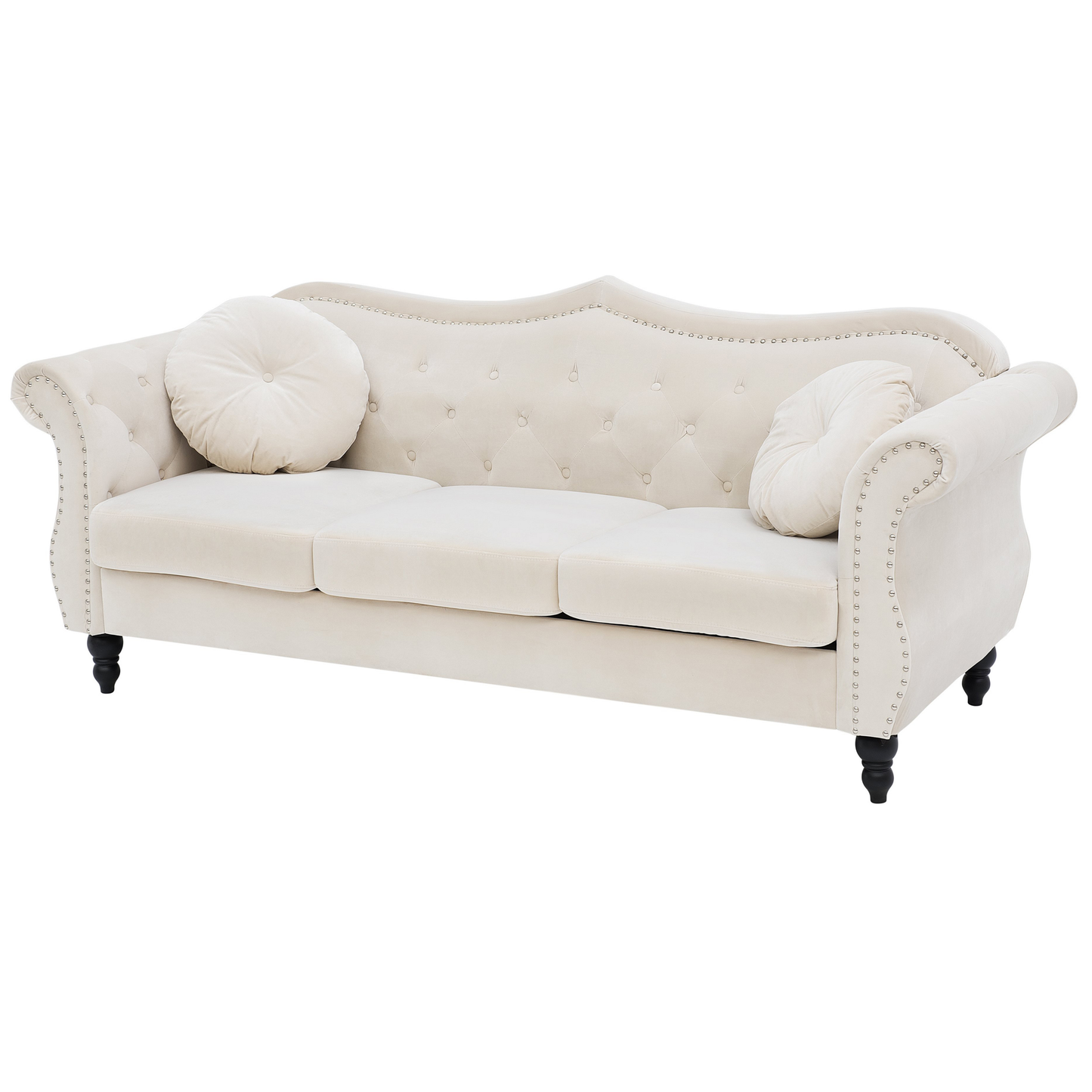 3-Sitzer Sofa Samtstoff beige SKIEN