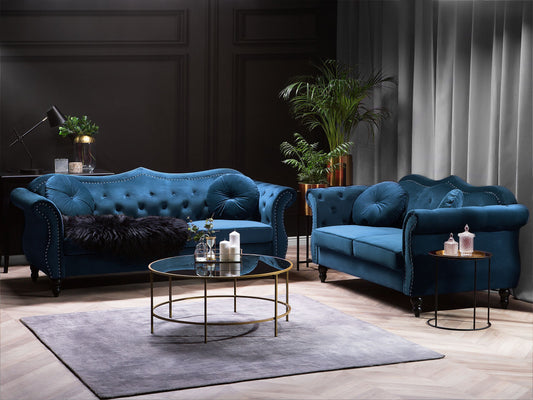 Sofa Set Samtstoff marineblau 5-Sitzer SKIEN