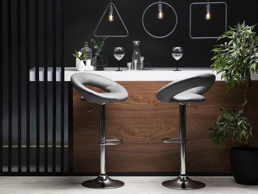 Set mit 2 Barstühlen PEORIA Kunstleder drehbar Grau