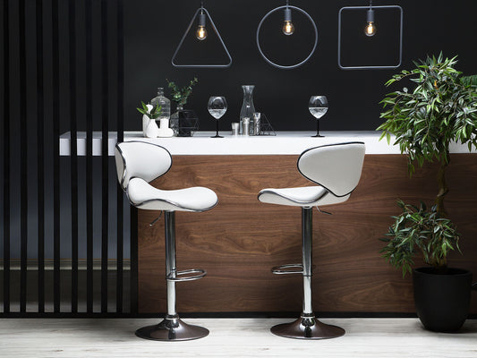 Set mit 2 Barstühlen CONWAY Kunstleder drehbar Weiss