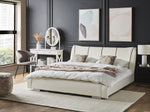 Bett mit Lattenrost Echtleder NANTES 140 x 200 cm Cremeweiss