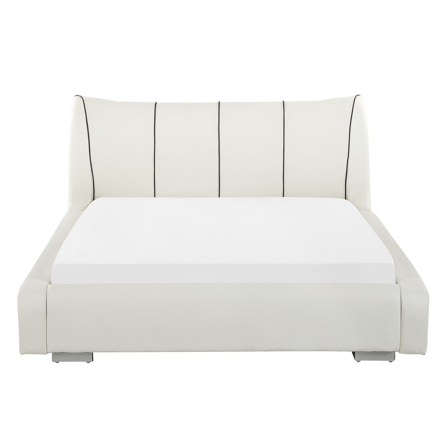 Bett mit Lattenrost Echtleder NANTES 140 x 200 cm Cremeweiss