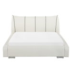 Bett mit Lattenrost Echtleder NANTES 140 x 200 cm Cremeweiss