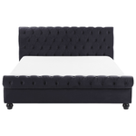 Bett mit Lattenrost Samtstoff AVALLON 140 x 200 cm Schwarz