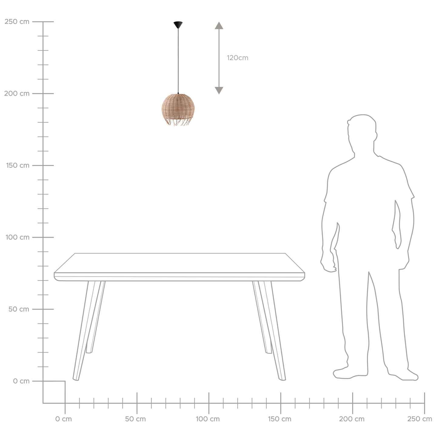 Hängelampe DRINO Rattan Hellbraun