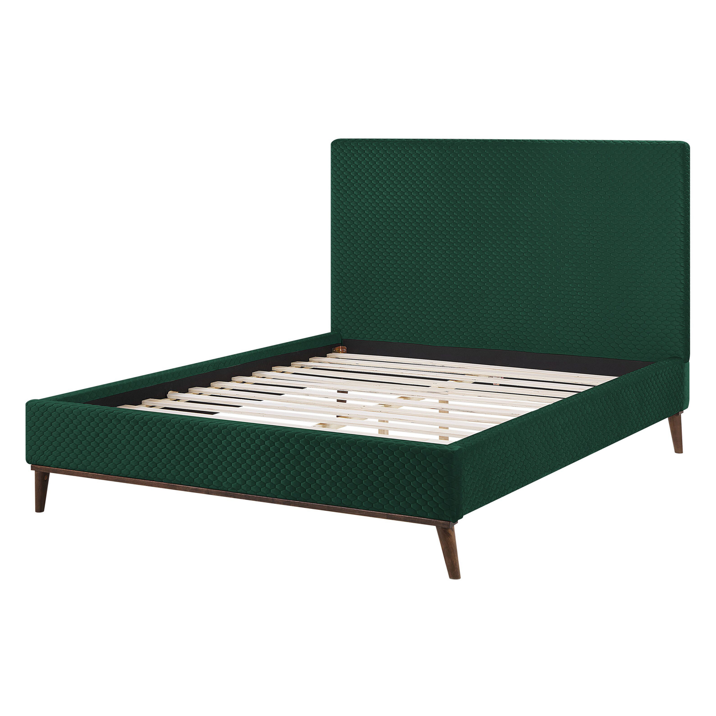 Bett mit Lattenrost Samtstoff BAYONNE 140 x 200 cm Dunkelgrün