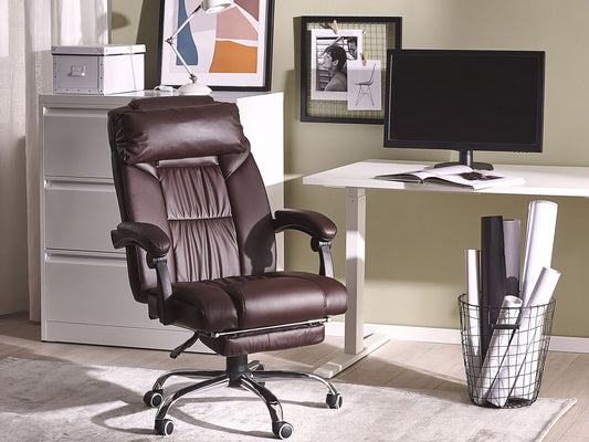 Chefsessel Kunstleder Dunkelbraun LUXURY