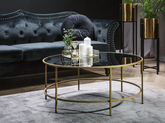 Couchtisch schwarz / gold ⌀ 88 cm FLORENCE