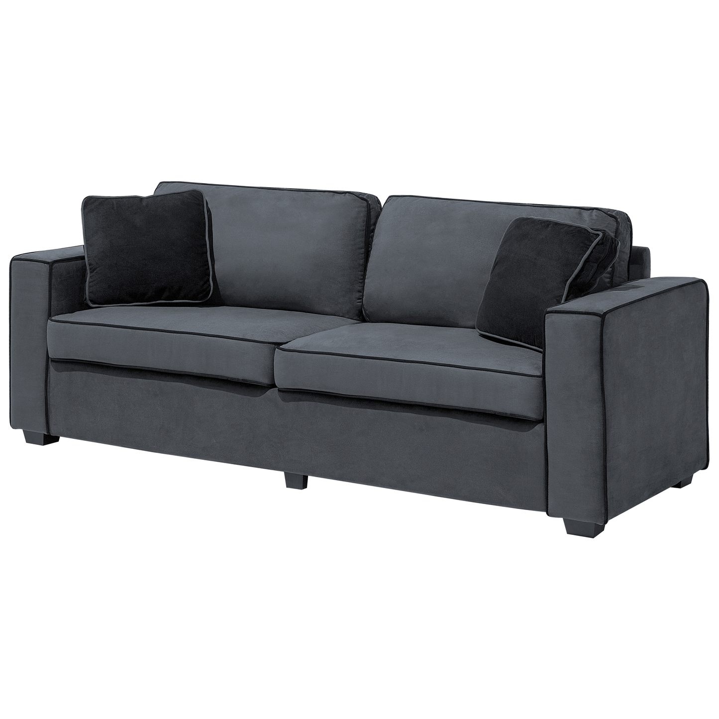 3-Sitzer Sofa Samtstoff grau / schwarz FALUN