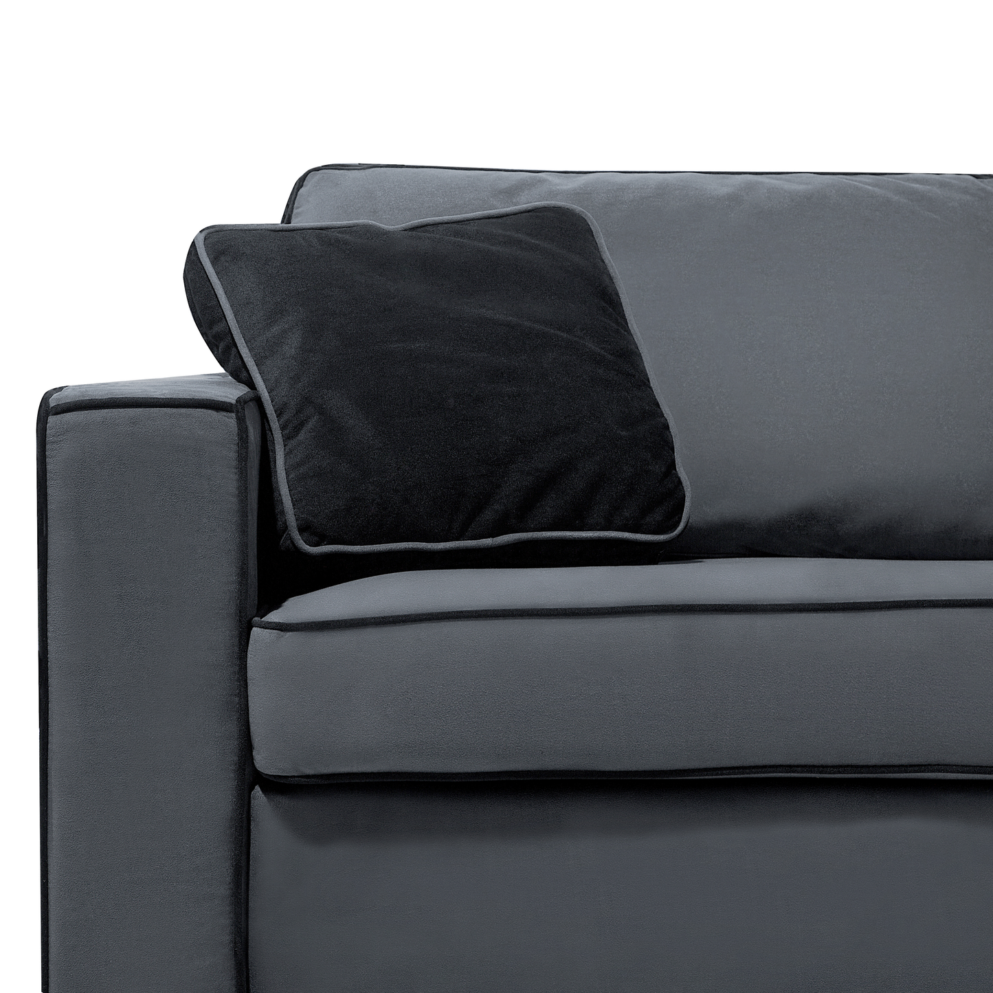 3-Sitzer Sofa Samtstoff grau / schwarz FALUN