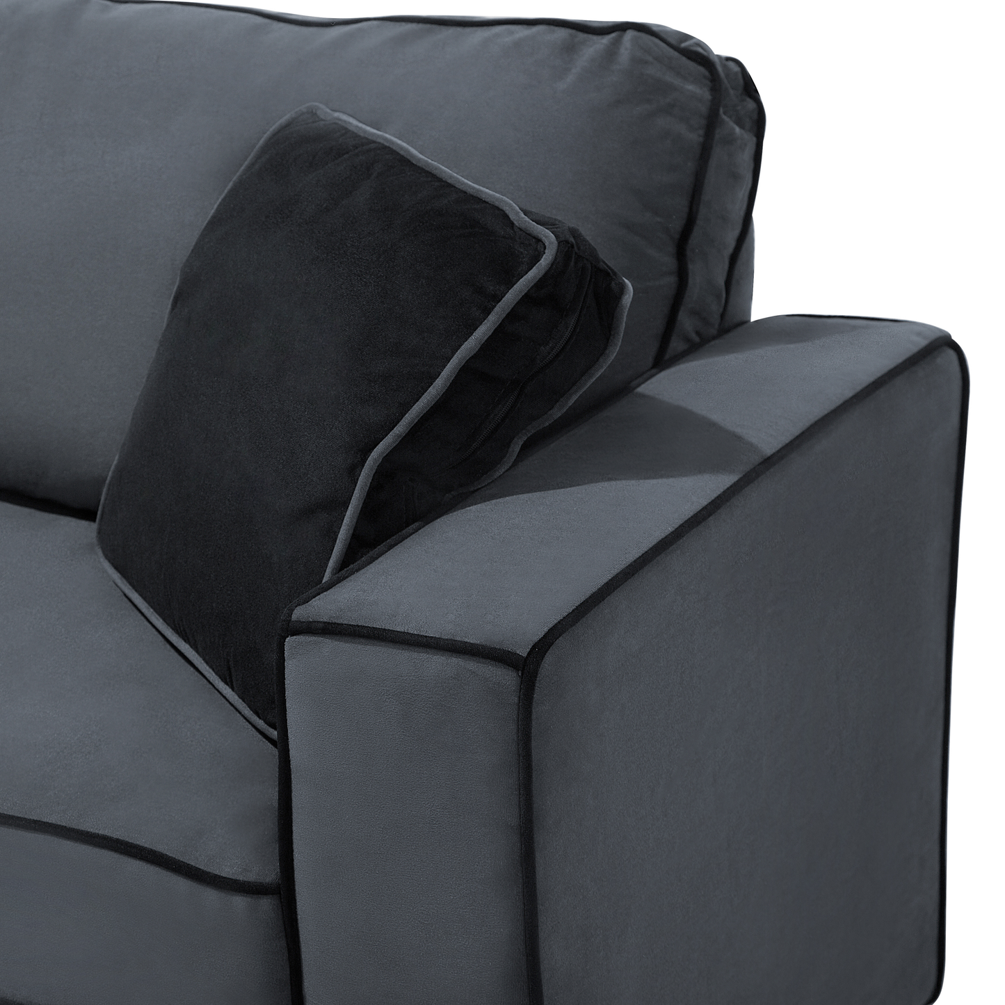 3-Sitzer Sofa Samtstoff grau / schwarz FALUN