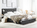 Bett mit Schubladen Stoff LA ROCHELLE 140 x 200 cm Dunkelgrau