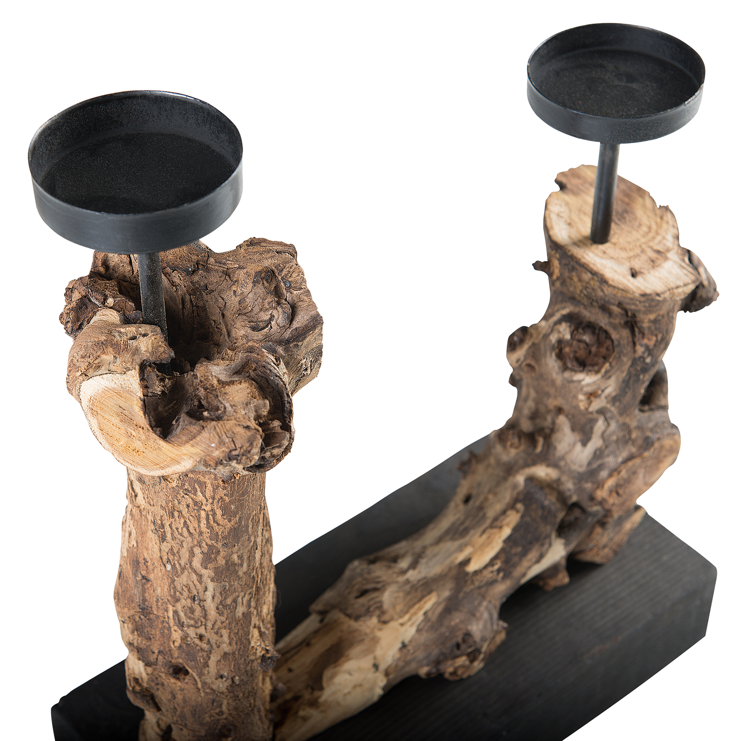Kerzenständer Holz hellbraun 2-flammig 33 cm FLORES