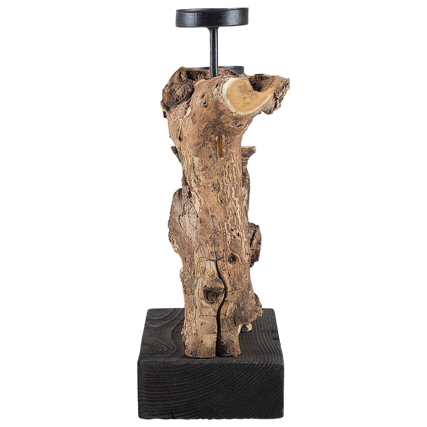 Kerzenständer Holz hellbraun 2-flammig 33 cm FLORES