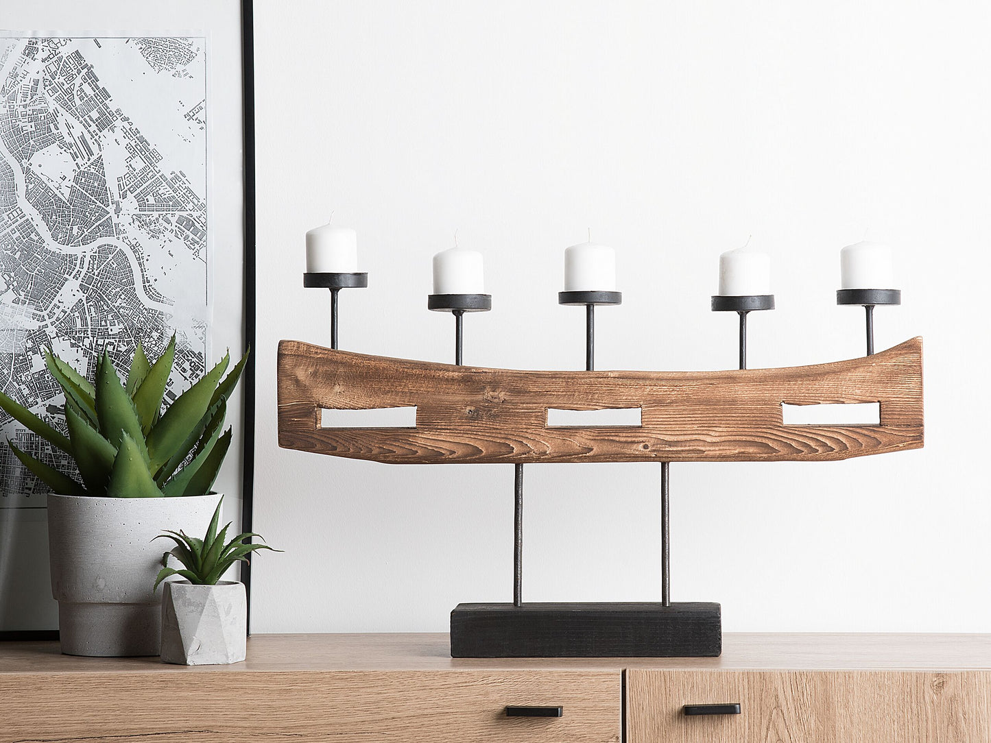 Kerzenständer GUATEMALA Holz 36 cm Braun