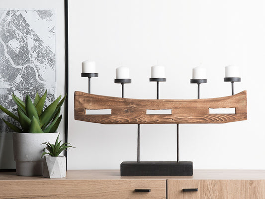 Kerzenständer GUATEMALA Holz 36 cm Braun