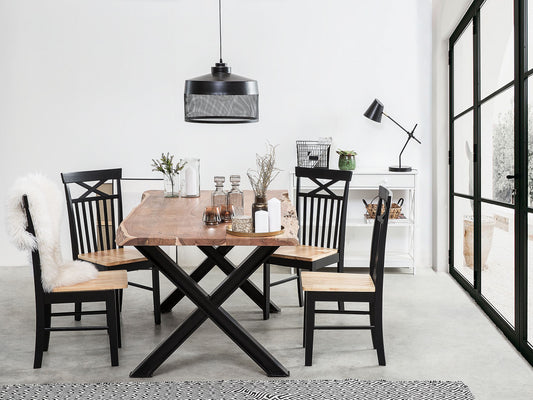 Esstisch Akazienholz hellbraun / schwarz 180 x 95 cm BROOKE