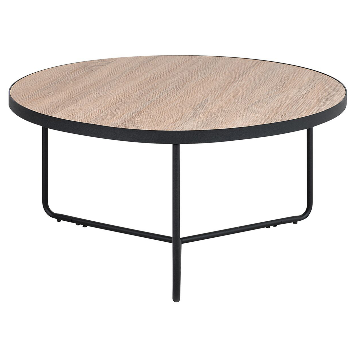 Couchtisch 2er Set Holzoptik hellbraun / schwarz gross und mittelgross rund MELODY