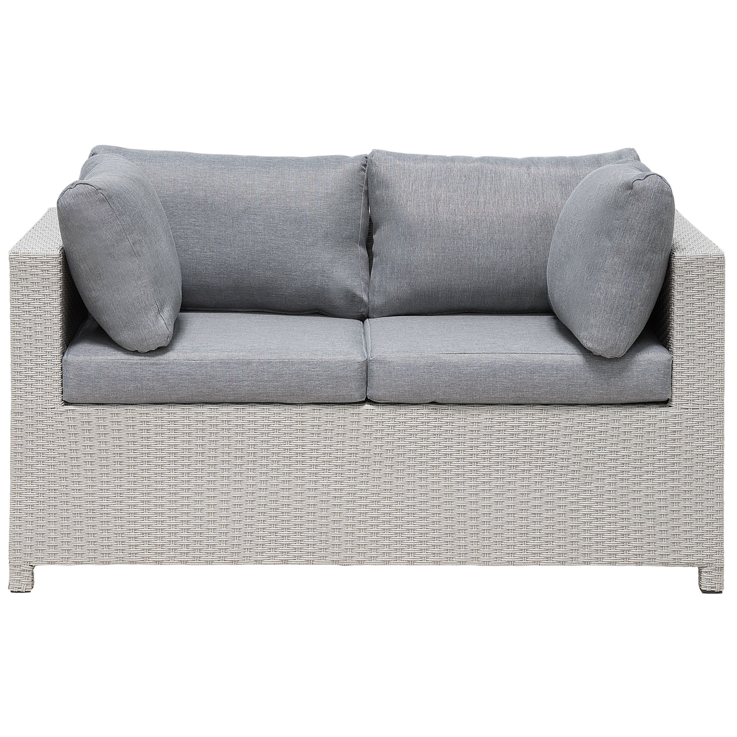 Lounge Set mit Tisch und Ottomane 4-Sitzer MILANO Polyrattan Hellgrau