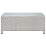 Lounge Set mit Tisch und Ottomane 4-Sitzer MILANO Polyrattan Hellgrau