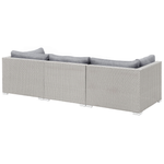 Garten Ecksofa mit Tisch 4-Sitzer SANO II linksseitig modular Polyrattan Hellgrau
