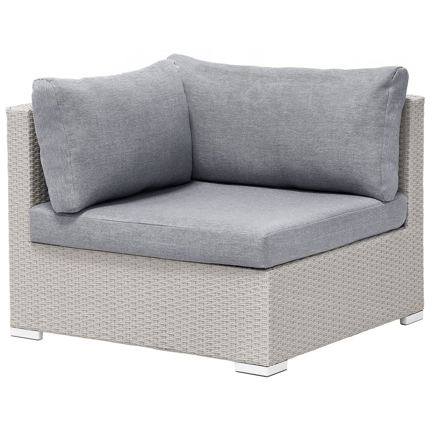 Garten Ecksofa mit Tisch 4-Sitzer SANO II linksseitig modular Polyrattan Hellgrau