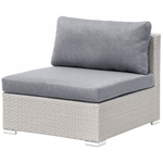 Garten Ecksofa mit Tisch 4-Sitzer SANO II linksseitig modular Polyrattan Hellgrau