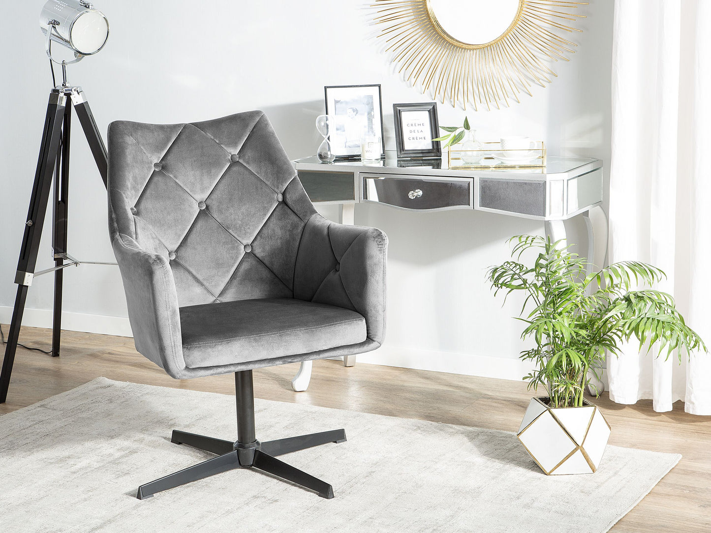 Drehsessel VAKSALA Samtstoff Dunkelgrau