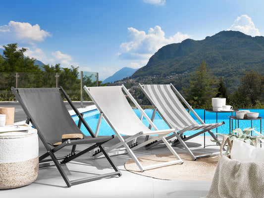 Liegestuhl Aluminium weiss Textilbespannung cremeweiss LOCRI