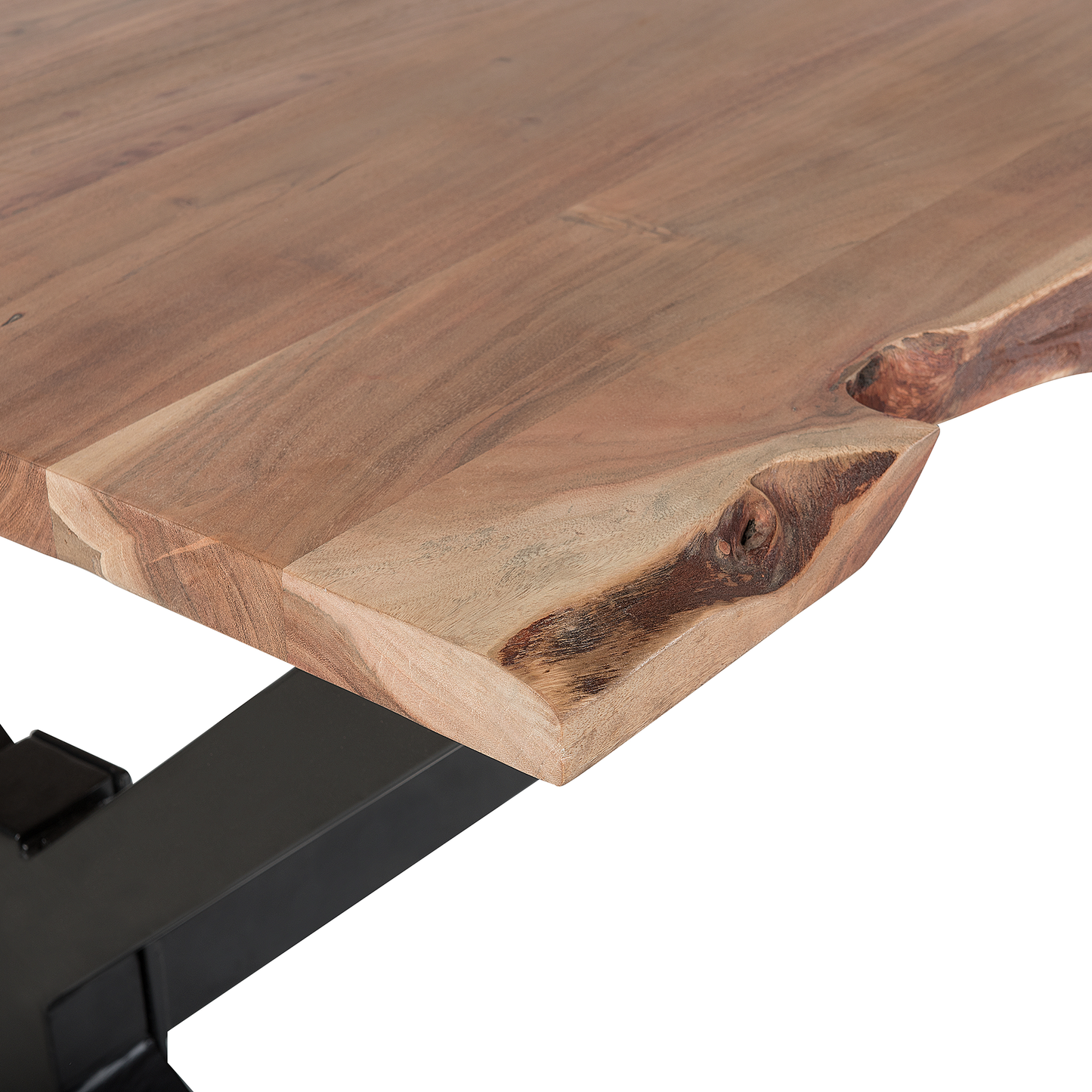 Esstisch Akazienholz hellbraun / schwarz 180 x 95 cm VALBO