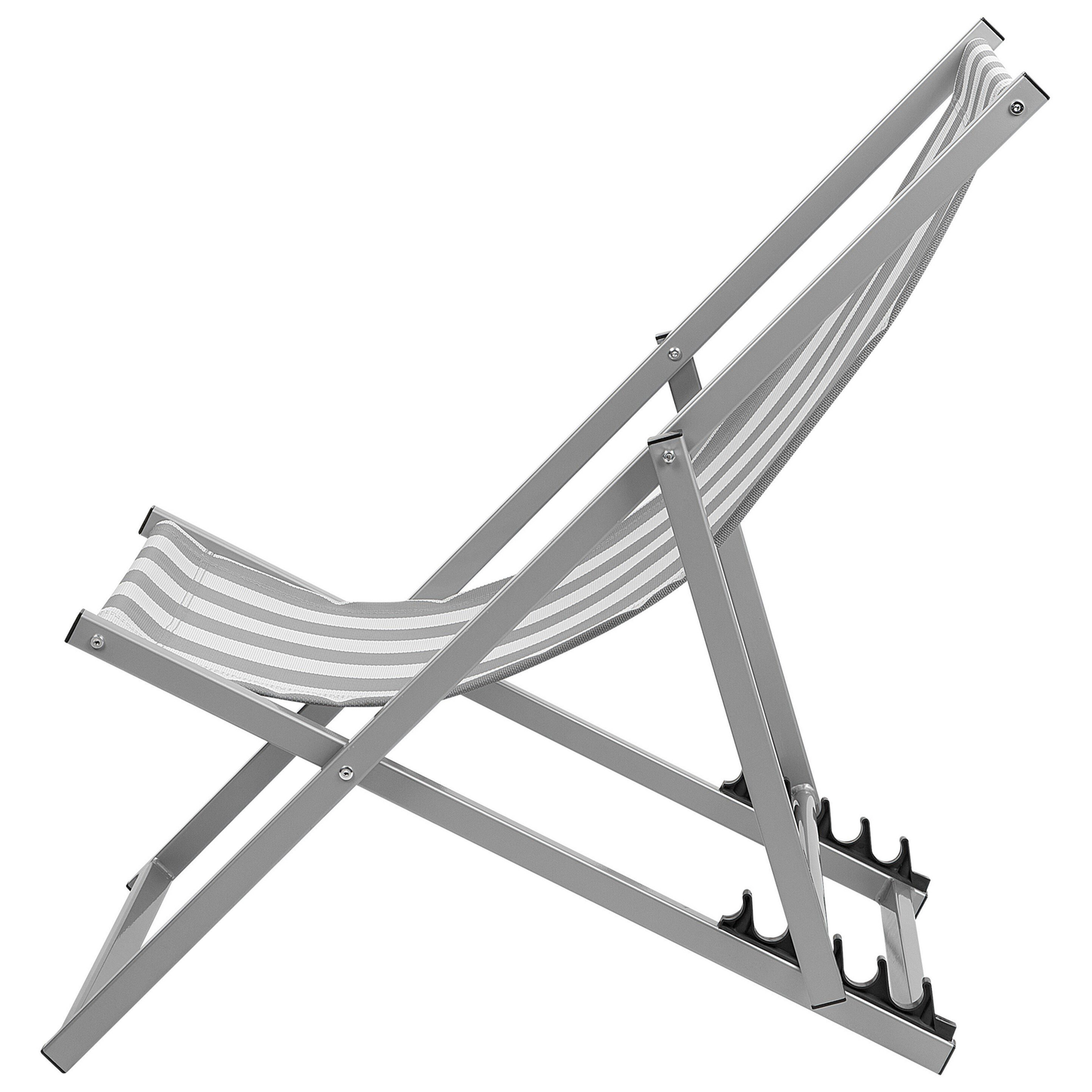 Liegestuhl Aluminium grau Textilbespannung weiss / grau Streifenmuster LOCRI