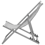 Liegestuhl Aluminium grau Textilbespannung weiss / grau Streifenmuster LOCRI