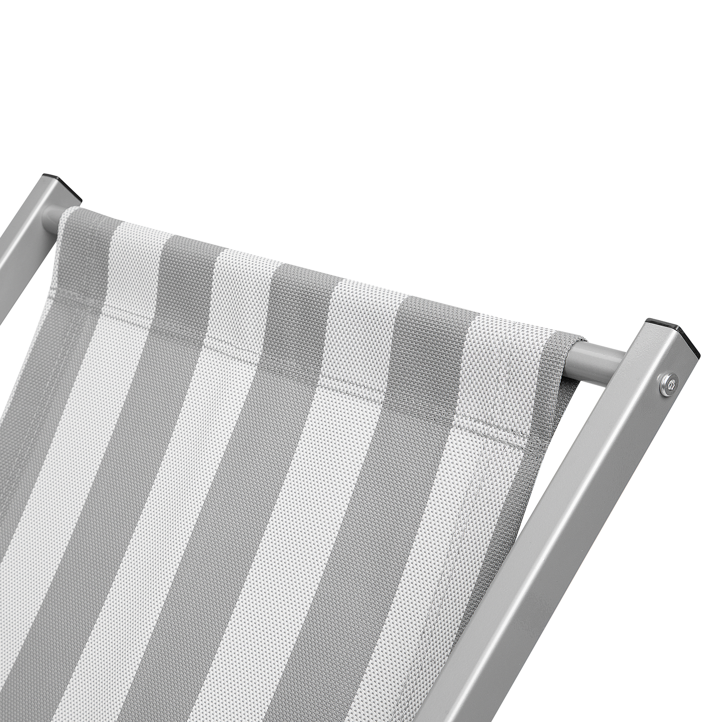 Liegestuhl Aluminium grau Textilbespannung weiss / grau Streifenmuster LOCRI