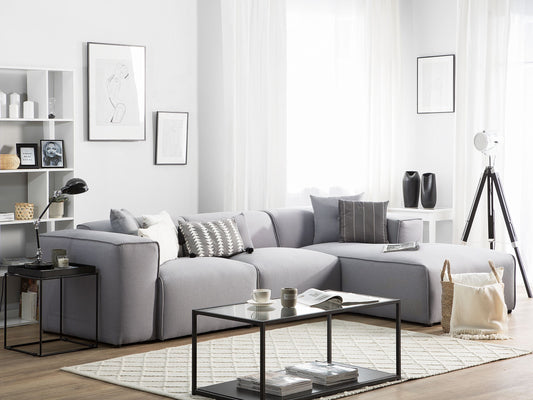 3-Sitzer Ecksofa hellgrau linksseitig DOLVA