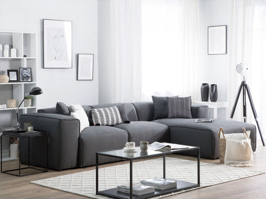 3-Sitzer Ecksofa dunkelgrau linksseitig DOLVA