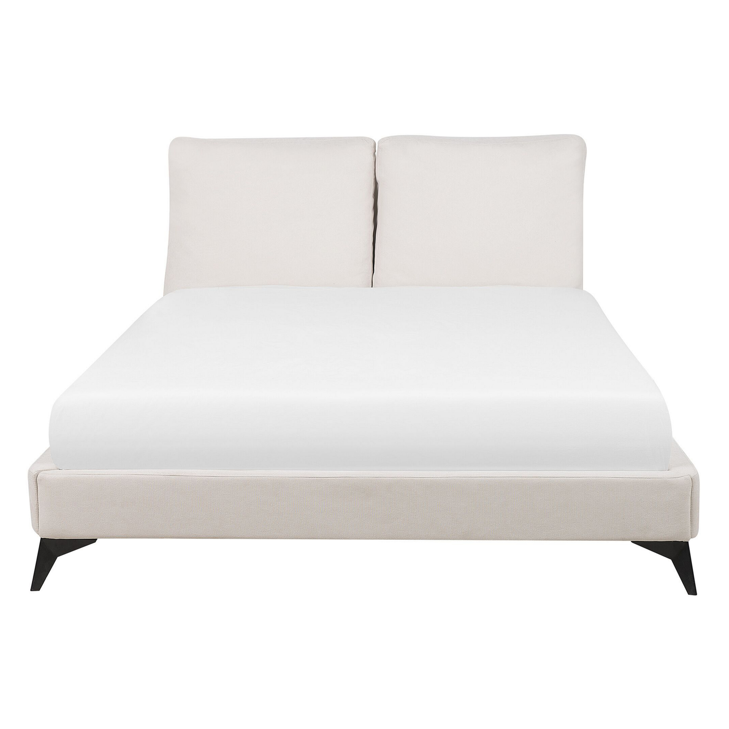 Bett mit Lattenrost Chenillegewebe MELLE 140 x 200 cm Hellbeige