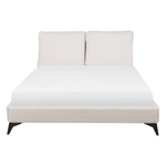 Bett mit Lattenrost Chenillegewebe MELLE 140 x 200 cm Hellbeige