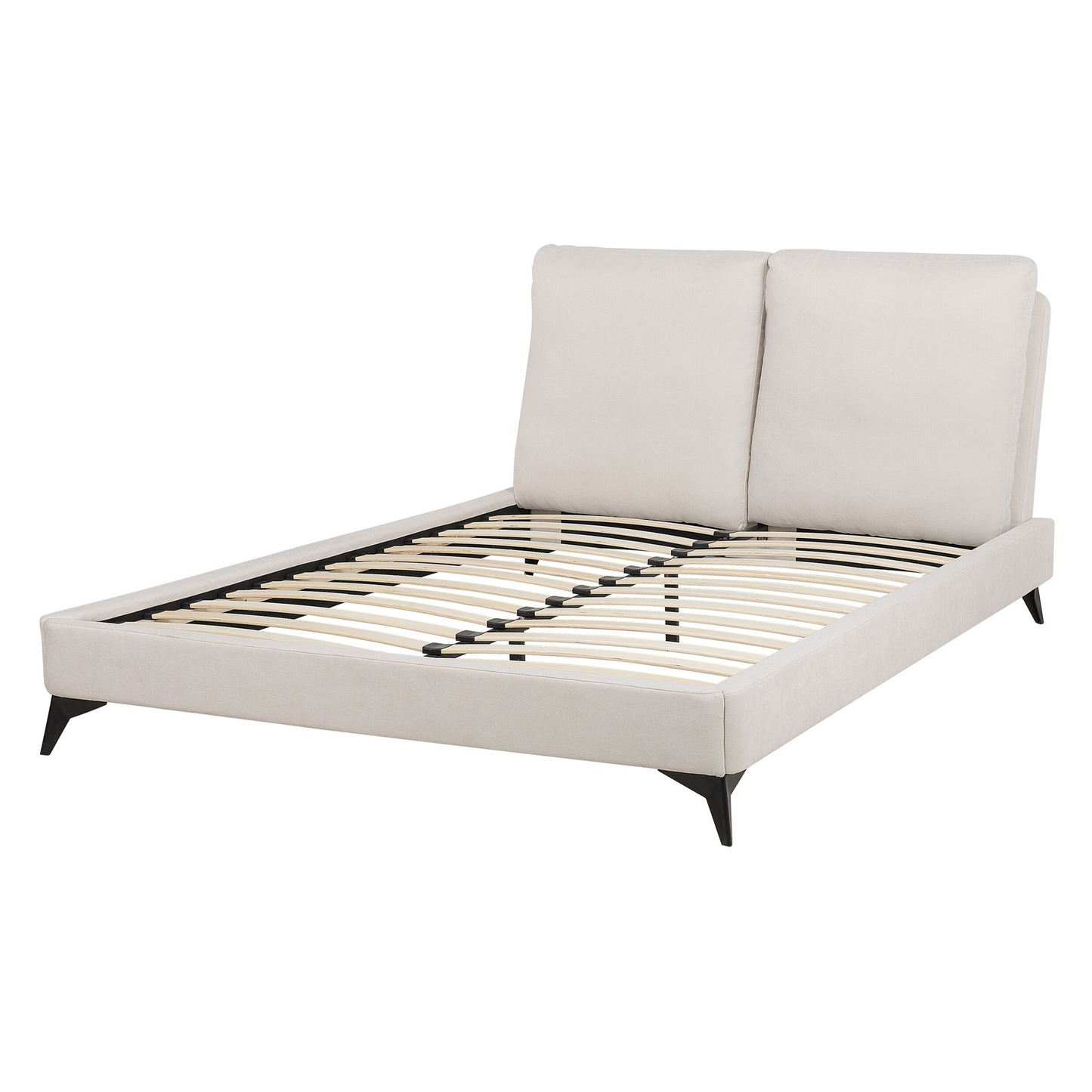 Bett mit Lattenrost Chenillegewebe MELLE 140 x 200 cm Hellbeige