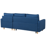 Ecksofa mit Schlaffunktion Polsterbezug marineblau linksseitig FLAKK