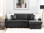 Ecksofa mit Schlaffunktion Lederoptik schwarz linksseitig OGNA