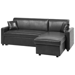 Ecksofa mit Schlaffunktion Lederoptik schwarz linksseitig OGNA