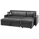 Ecksofa mit Schlaffunktion Lederoptik schwarz linksseitig OGNA
