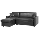 Ecksofa mit Schlaffunktion Lederoptik schwarz rechtsseitig OGNA