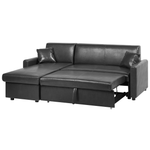 Ecksofa mit Schlaffunktion Lederoptik schwarz rechtsseitig OGNA