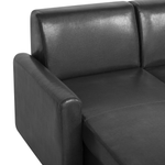 Ecksofa mit Schlaffunktion Lederoptik schwarz rechtsseitig OGNA
