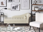 Chaiselongue Kunstleder hellbeige mit Bettkasten rechtsseitig PESSAC II
