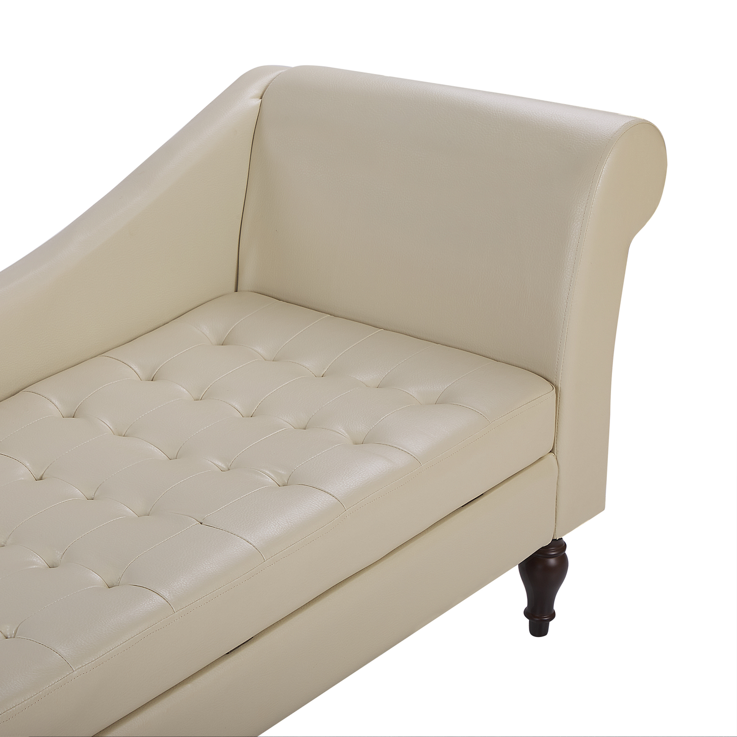 Chaiselongue Kunstleder hellbeige mit Bettkasten rechtsseitig PESSAC II