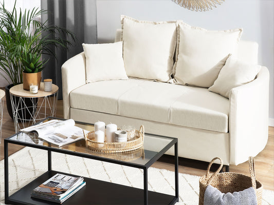 2-Sitzer Schlafsofa Stoff creme HOVIN